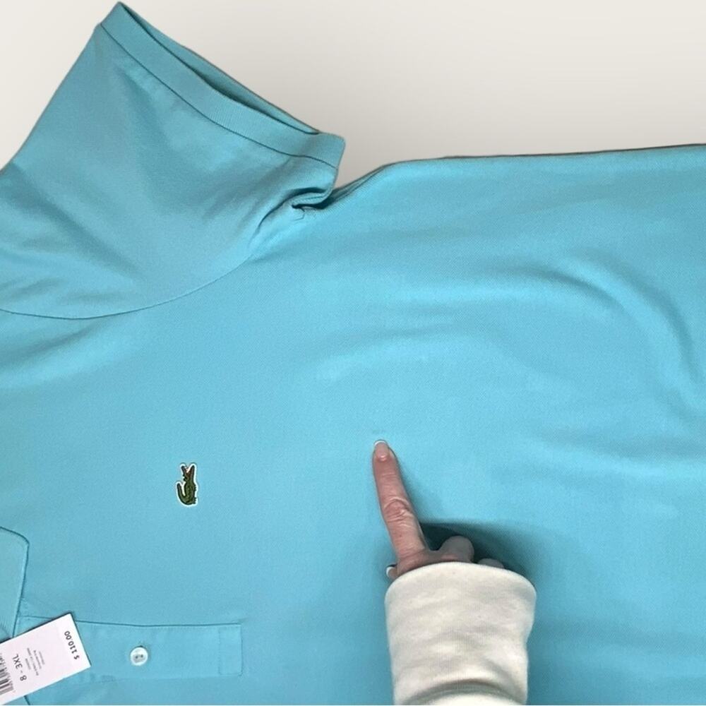 NWT | Lacoste | Logo Slim FIt Polo Shirt | Turquoise | 8 || 3XL - Picture 10 of 13